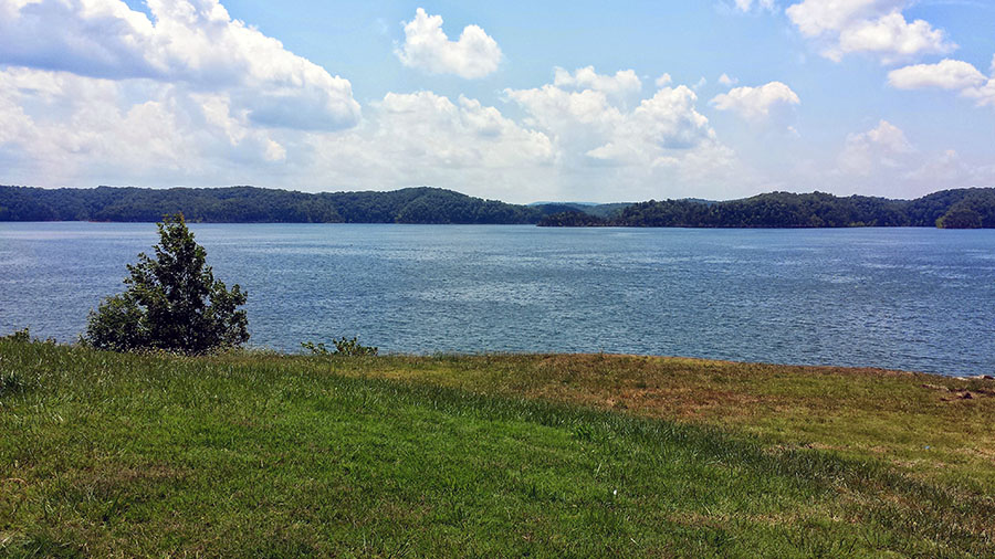 View of Cumberland Lake at Wolf Creek Dam, KY.