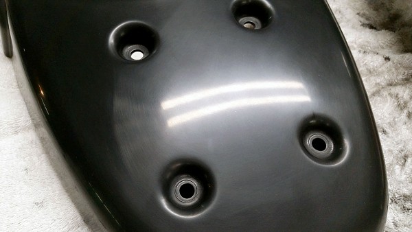 Close up of rear seat panel after wet sanding with 3200 3M Trizact and then 500 3M Trizact. Compare with starting photo!